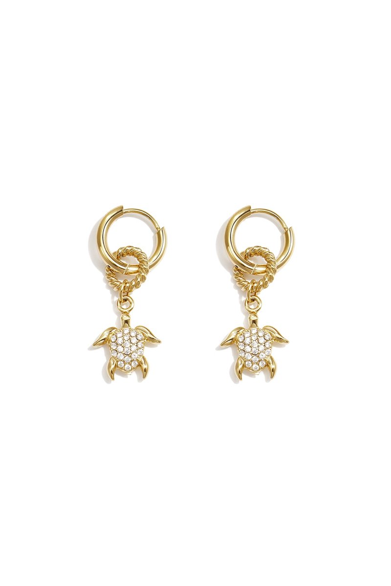 Malia - Oorringetjes Schildpad - Zirkonium - Stainless Steel - - Zilver