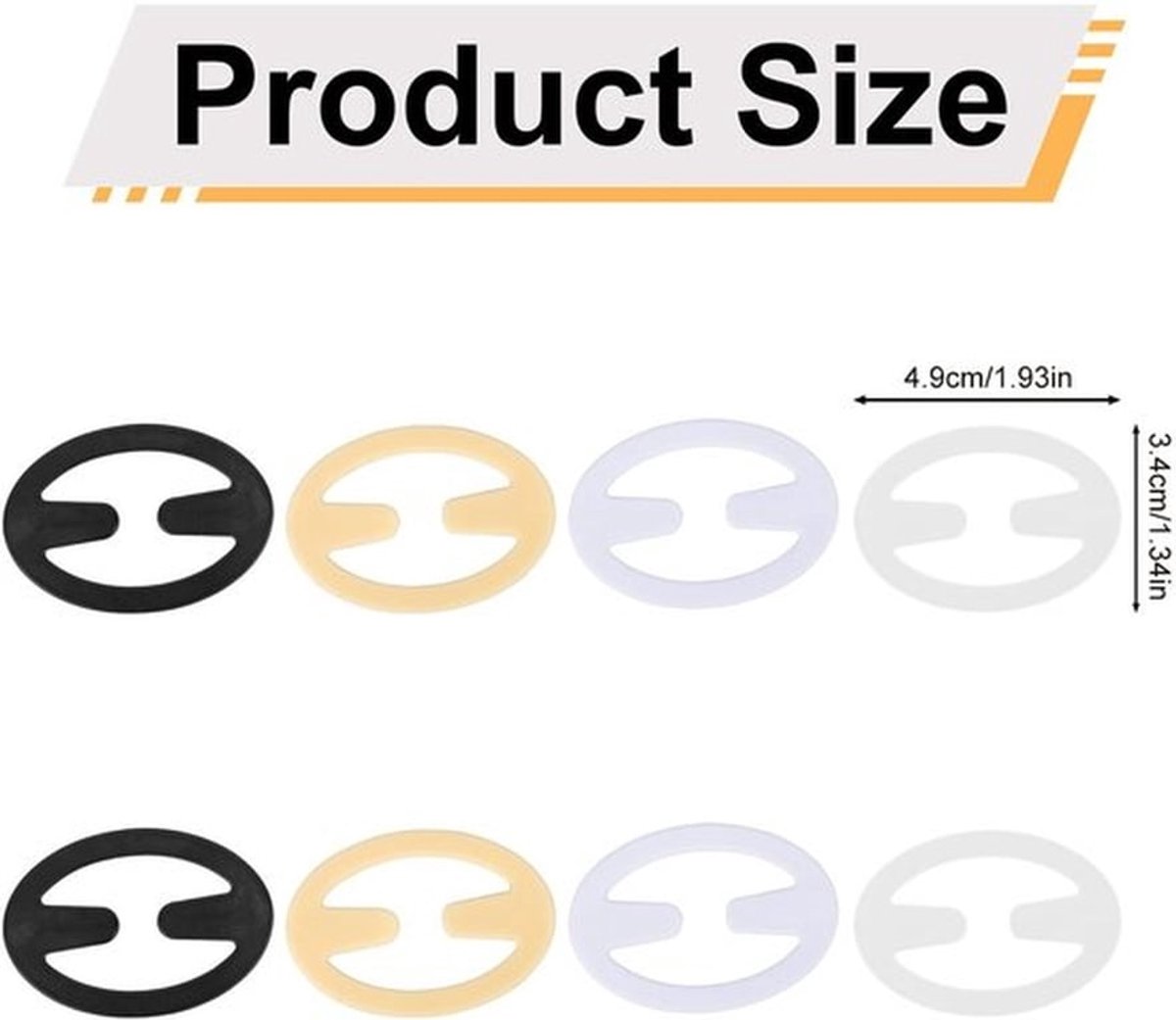 BH-Bandclips 16 Stuks - Ovale Converterclips - Antislipbandjes - Kunststof - 4 Kleuren - 4,9x3,4cm - Bh-converter