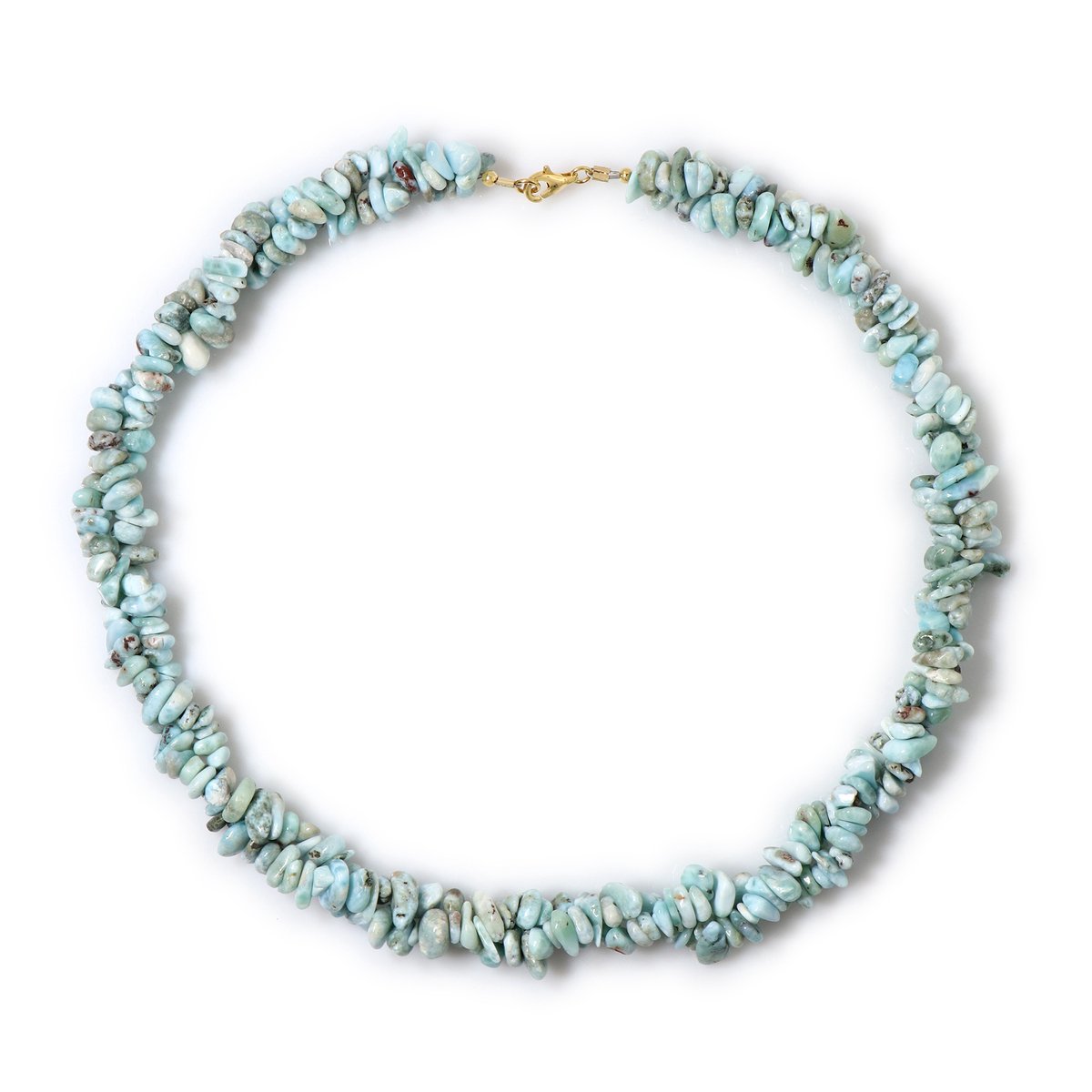 Cavill - 925 Sterling Zilver Halsketting - Natuurlijke Larimar Fancy Kralen 3.08 ct - Organisch Geknoopt - Verstelbaar - Elegante Damesring
