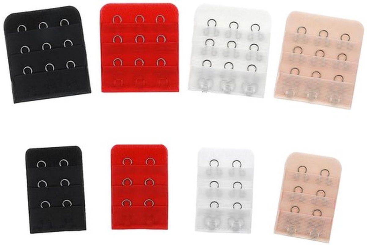 Beha-extenders 8 Stuks - BH Verlenger 2/3 Haken - Zachte/Comfortabele Bandverlenger - Polyester/Roestvrij Staal - Perfect voor Zwangerschap/Comfort