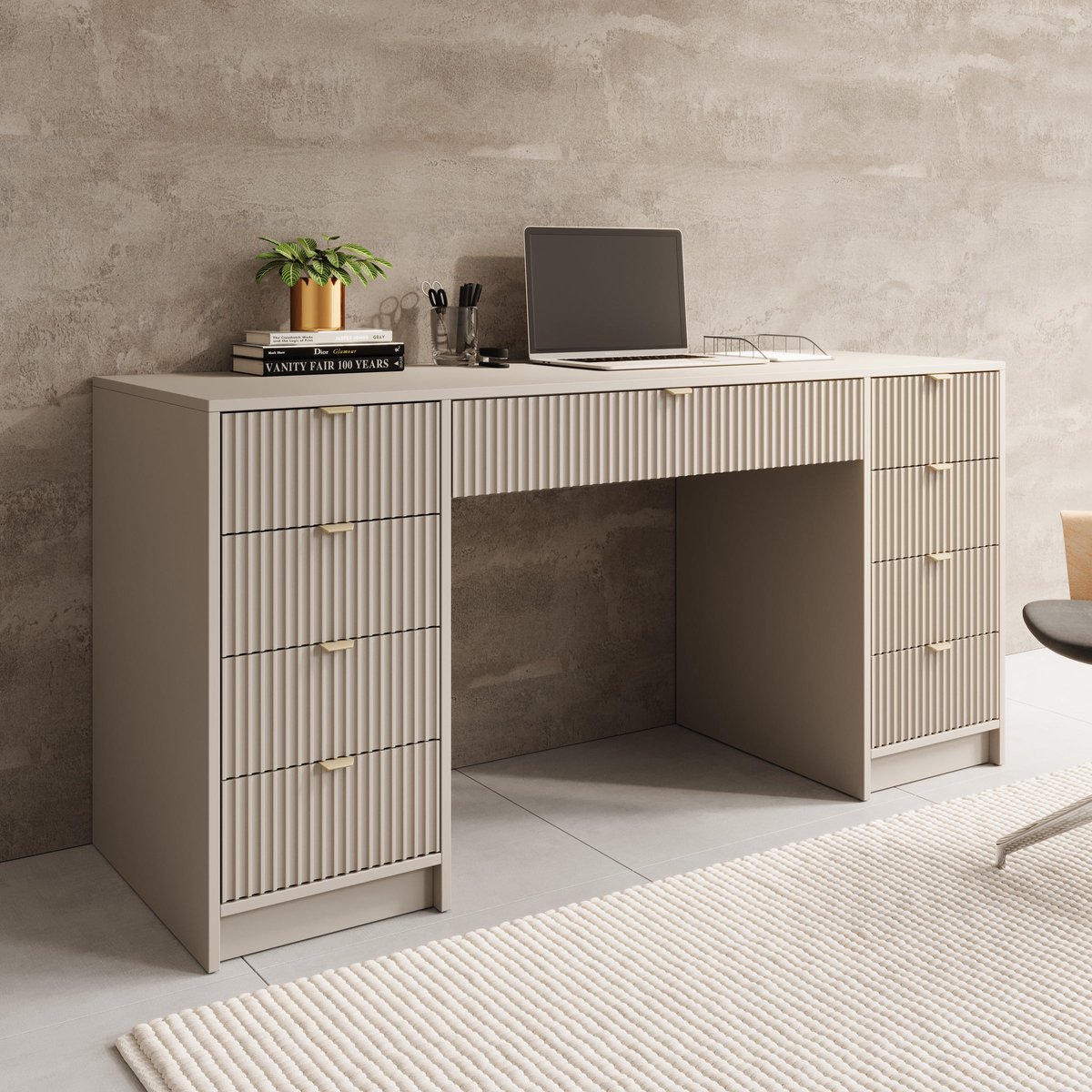 Meubella - Bureau Tavares 2 - Beige - 154 cm