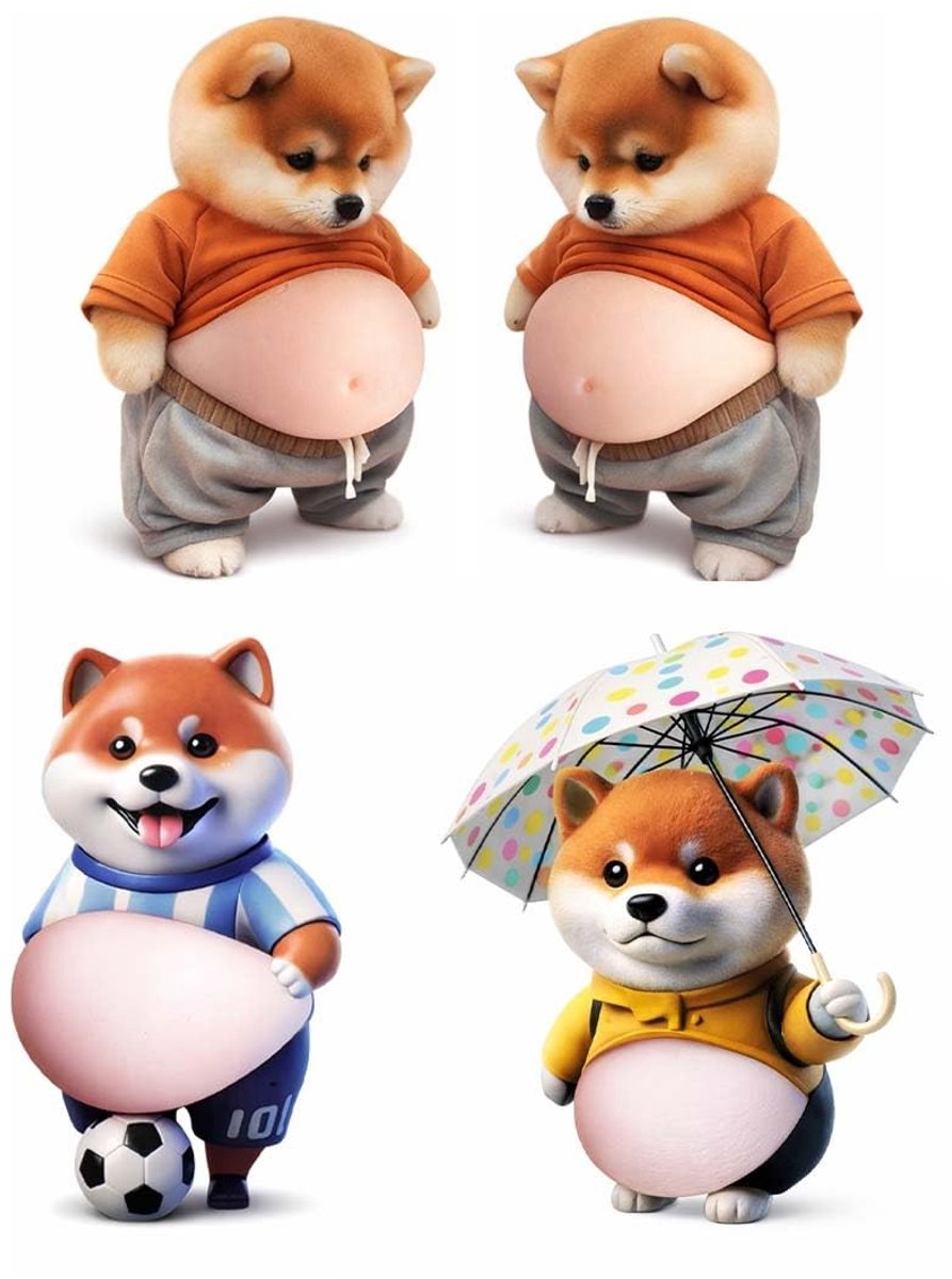 Solidchoice - Set van 4 Multifunctionele Deurstoppers met Grappige Shiba Inu Ontwerpen