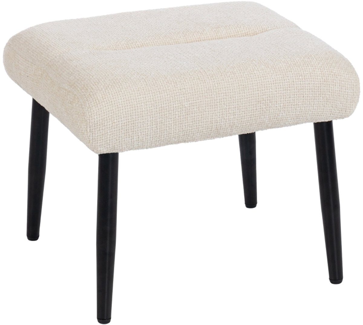 REDOM - Voetenbankje - Zachte chenille bekleding - Gepolsterde zitting met schuimvulling - Antislip pads - Modern - Voor binnen - Stof en metaal - Crèmewit - 45 x 41 x 38 cm