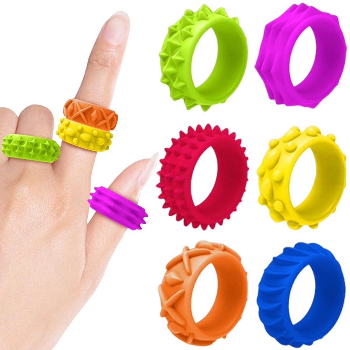 Solidchoice - Set van 6 Silicone Stressballen voor Vingermassage