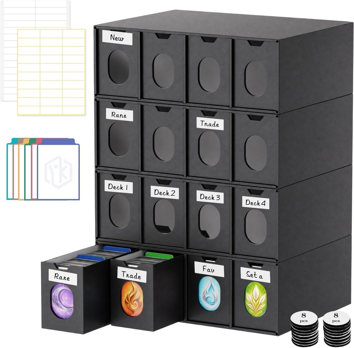 Solidchoice - Kaartopbergdoos met Duidelijk Venster en Verdelers, 4 Lagen