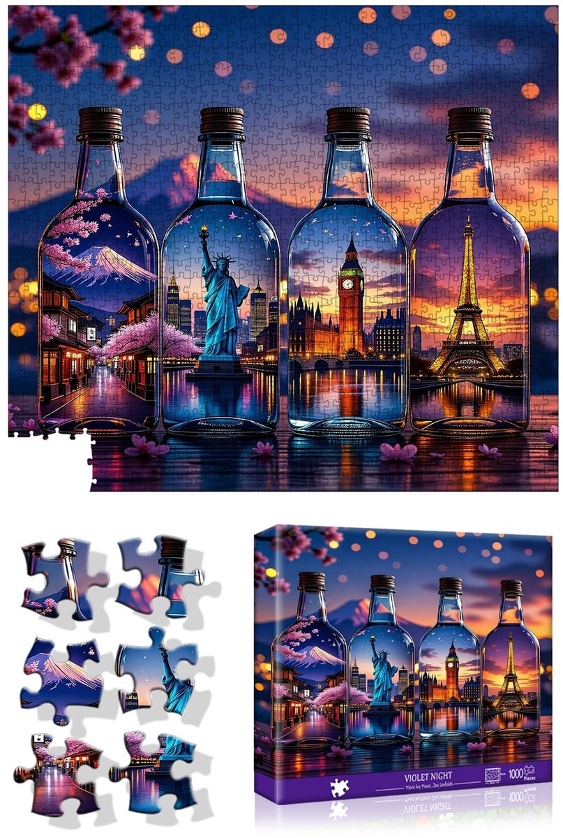 Solidchoice - Fles Puzzel met 1000 Stukjes 55x49cm