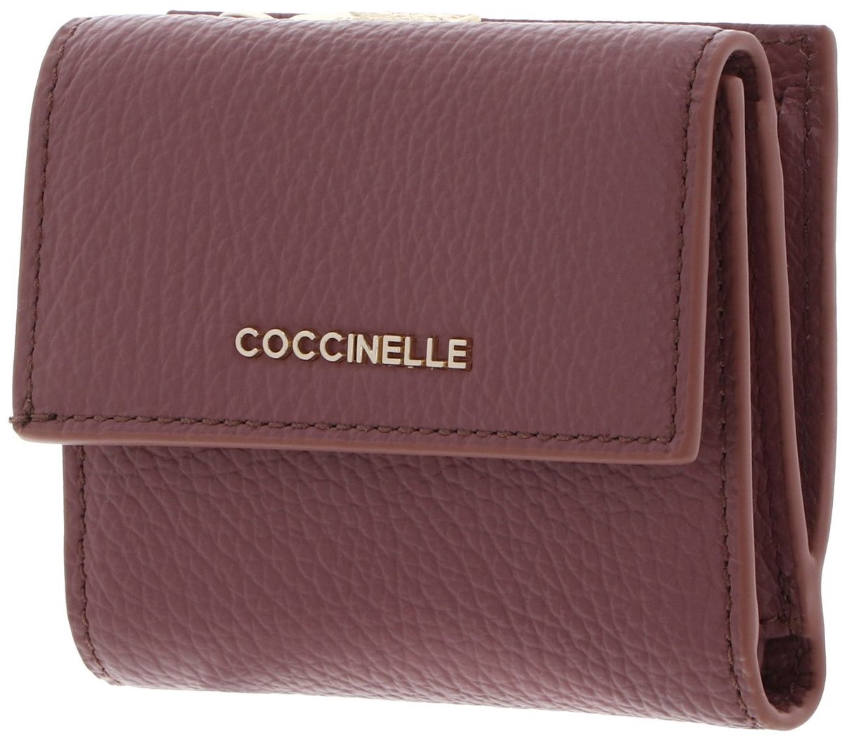 COCCINELLE Leren portemonnee Metallic Soft Wallet Grained Leather Winter Rose mauve