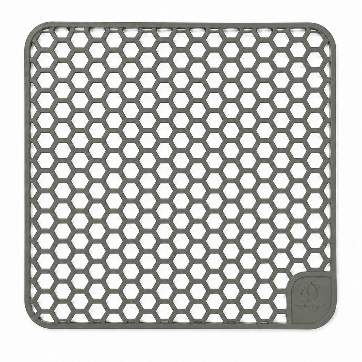 Waterval Gootsteenmat - Siliconen - Gunmetal Grey - 37 x 37 cm - Vierkant