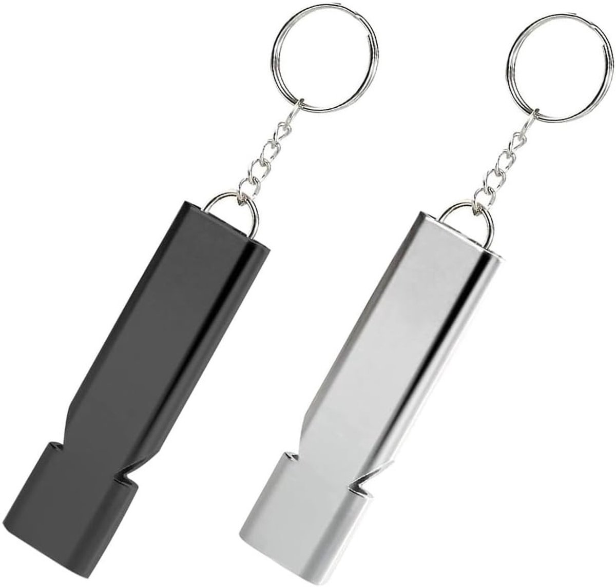 Ultrasoon hondenfluitje - Zwart en zilver - 55 x 15 x 8 mm - Aluminium dubbele buis noodfluitje - Voor outdoor en training