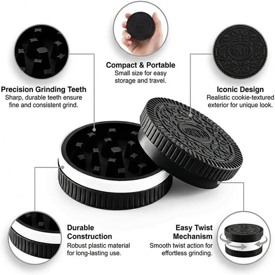 Grinder Set van 4 - Zwart - 5,5 x 2,5 cm - Zinklegering met Pollenschraper - Voor Specerijen en Kruiden — afbeelding 5