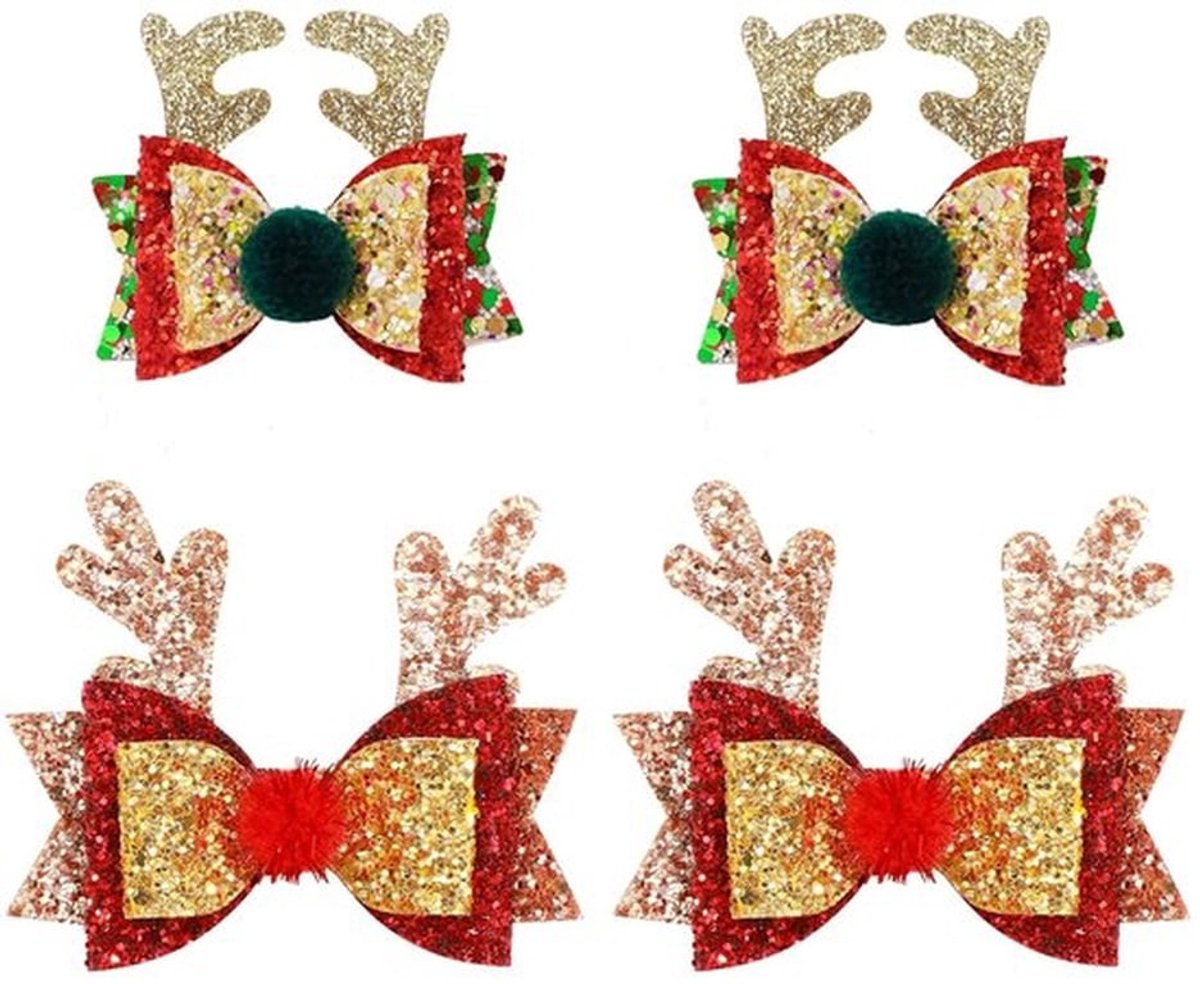 Haarspelden Glinsterend - 4 Stuks - Kerststrik/Haarspelden - Feestelijke Haaraccessoires - Hoogwaardig Materiaal - Comfortabel en Duurzaam - Haarsieraden