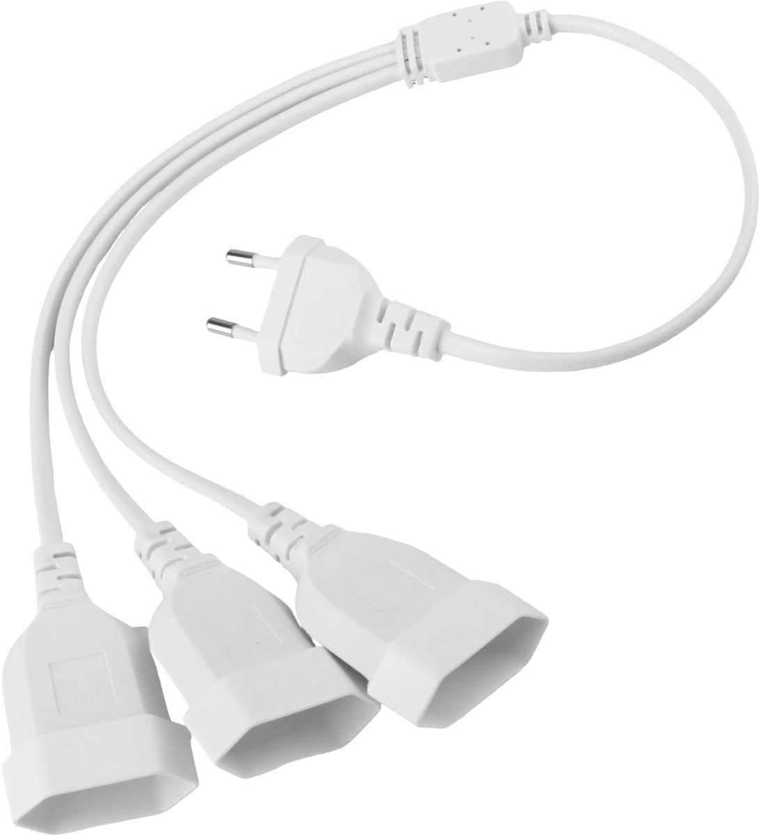 SnelShoppen - Euro Plug Verlengsnoer Plat Contact 3 in 1 Stekkerdoos 250V Wit - Ideaal voor TV, PC, Computer Monitor - Hoge Kwaliteit, Oxidatiebestend