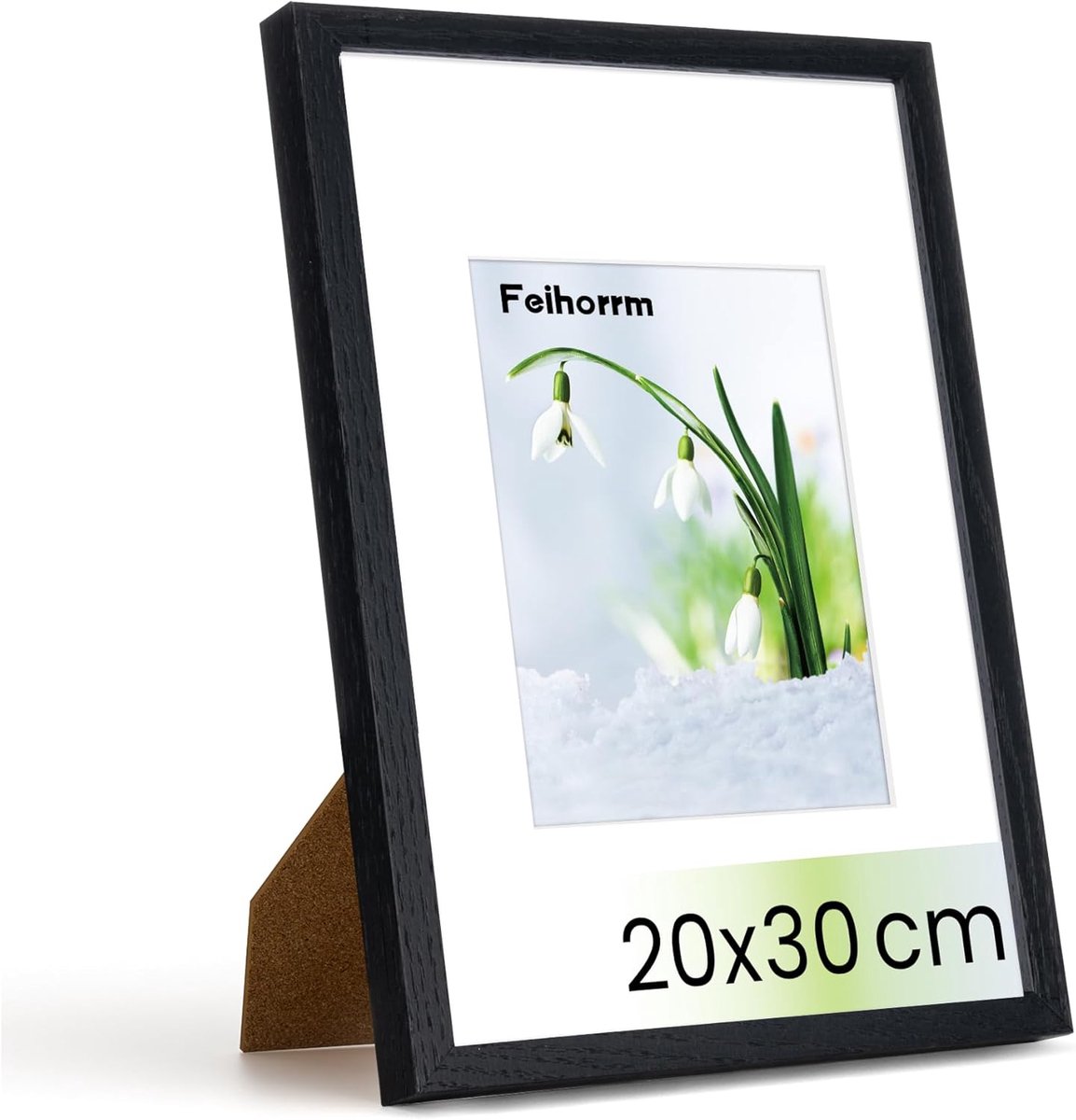 SnelShoppen - Houten Fotolijst 20x30 cm - Zwart, Met Veilig Glas, Voor 20x30 cm Foto's of 12x17 cm met Passepartout, Duurzaam en Elegant, Perfect voor