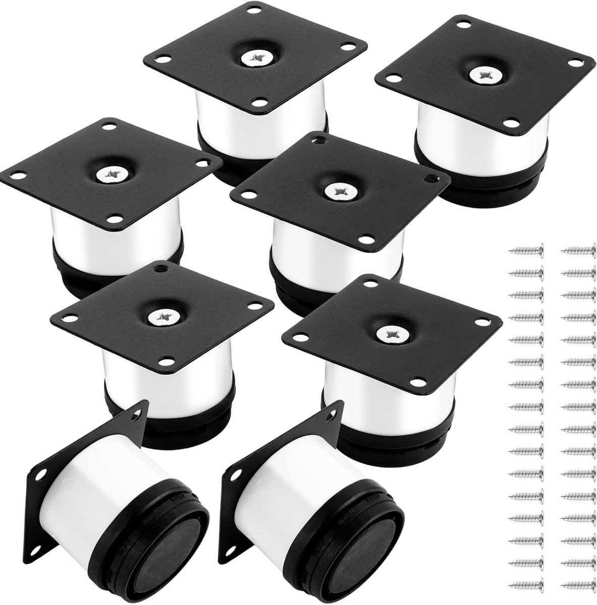 8 Stuks Verstelbare Meubelpoten Wit 50 x 50mm, RVS Kastpoten met 32 Schroeven, Hoogte Verstelbare Steunpoot voor Keukenmeubels en Meubilair