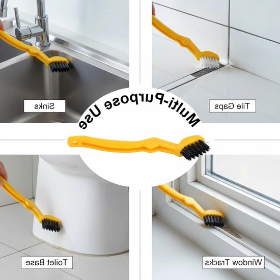 Voegenborstel Set - Voegenreiniger - Smal Schoonmaken - V-vormige Borstels - 4 Stuks - Wit Geel — afbeelding 5