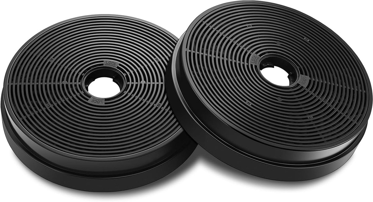 SnelShoppen - Activated Carbon Filter voor Afzuigkap, 2x Hoogwaardige Vervangingsfilters, Ø 181 mm, Ideaal voor Keuken, Verwijdert Geurtjes en Rook