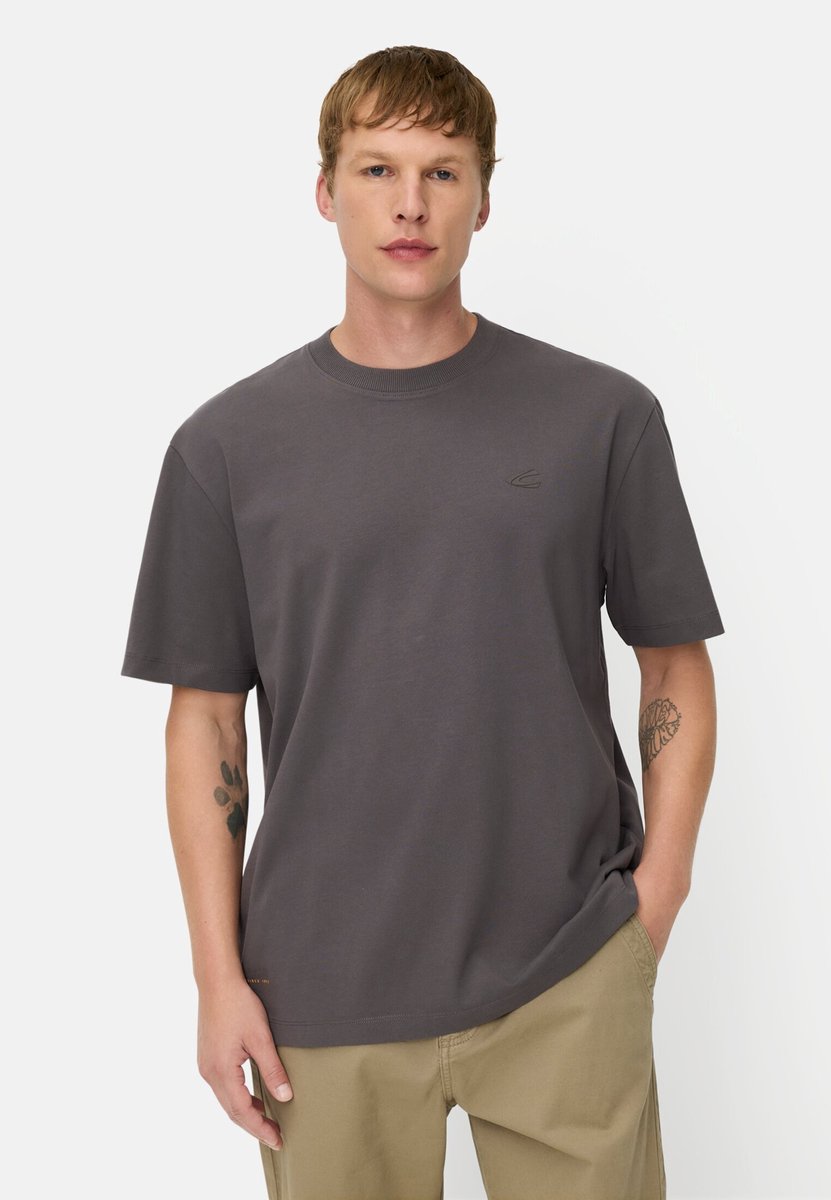 camel active T-shirt met rugprint in relaxed fit - Maat menswear-M - Grafietgrijs