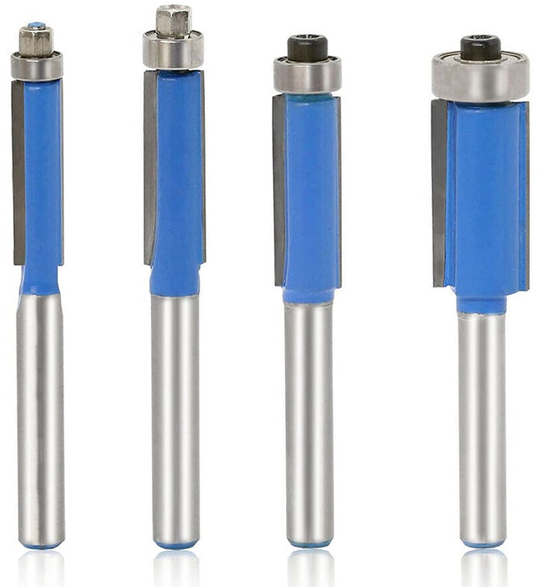 SnelShoppen - 4 Stuks 8 mm Schacht Kantenfrees Hout Frees Snijden Groeffrezen met Kogellager - Bovenfrees Groeffrees Houtfrees Bit Set voor Houtbewerk