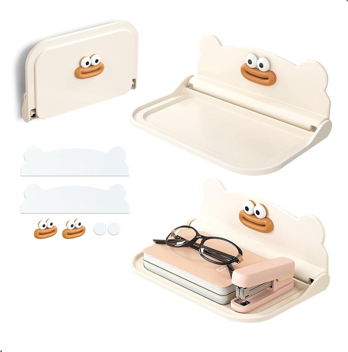 Folding Wandplank zonder Boren, Set van 2, Zelfklevende Plank 17.8 cm, Ideaal voor Badkamer, Woonkamer en Keuken, Draagvermogen tot 3 kg