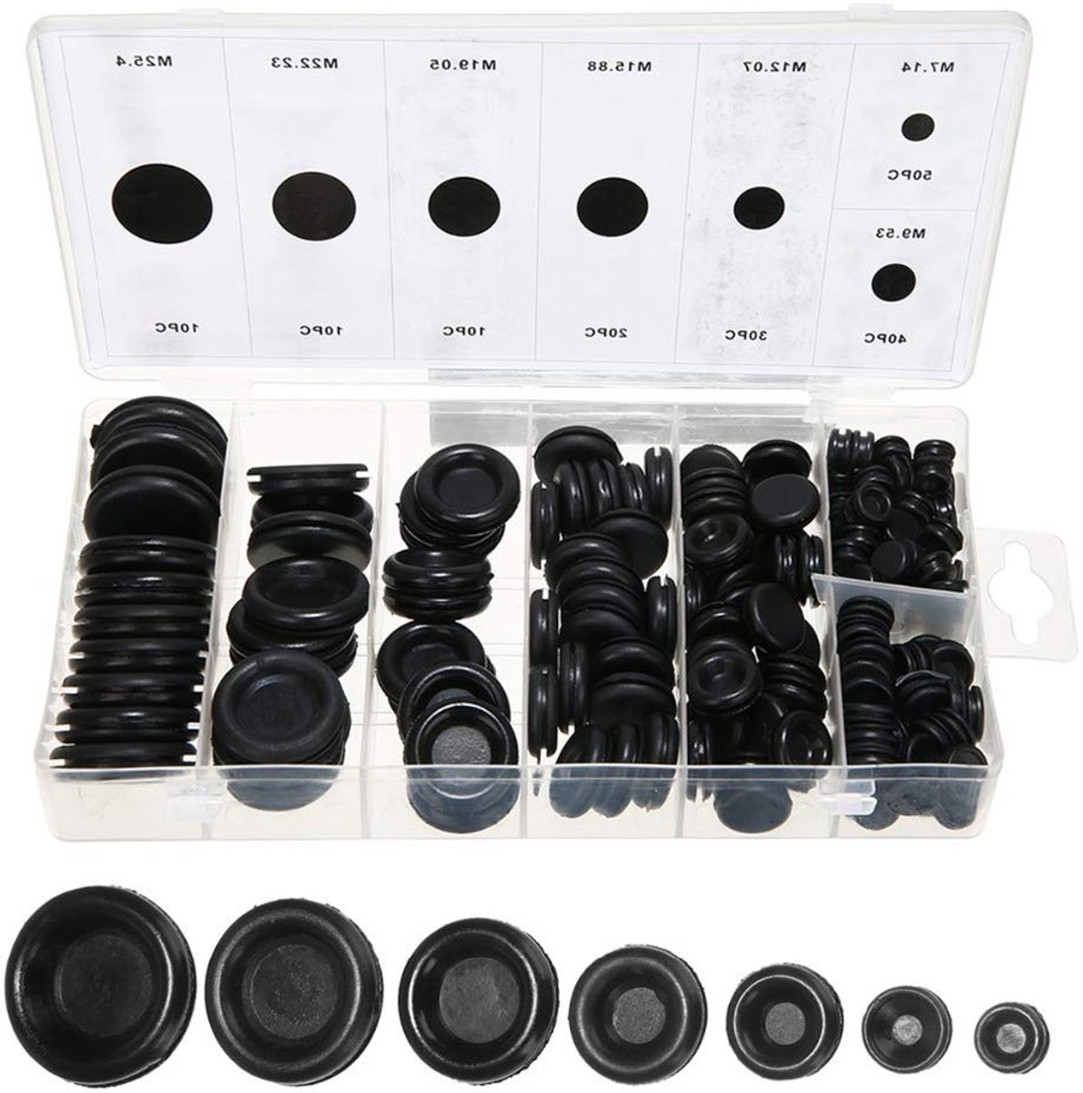 Rubber Grommet Set van 170 Stuks voor Elektrische Draad, Kabelafdichting en Geluidsisolatie