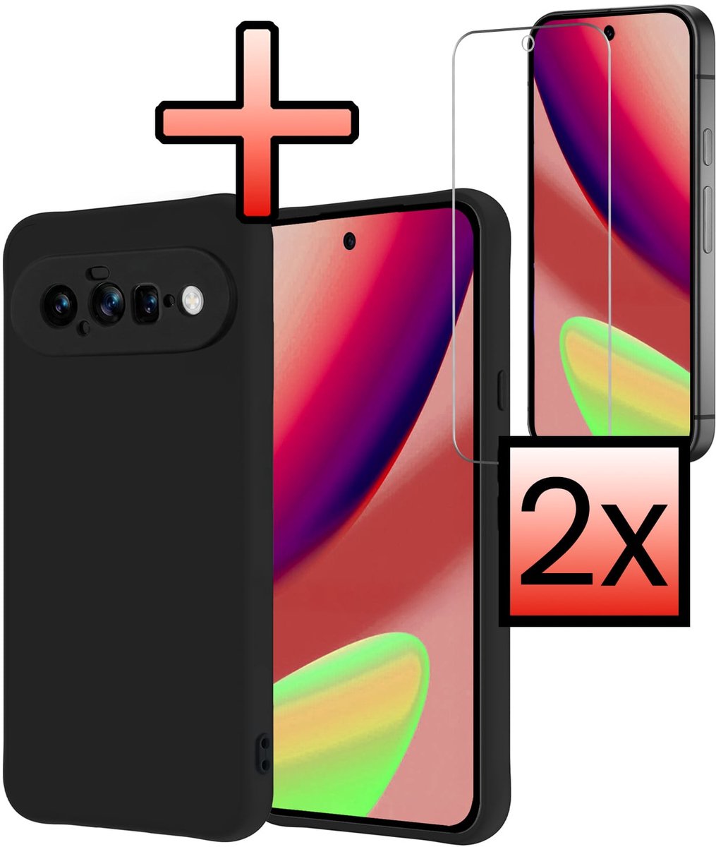 Hoesje - Met 2x Screenprotector - Geschikt voor Google Pixel 11 - Sterk & Shockproof - Back Cover - Siliconen Case - Telefoon Hoes - Zwart