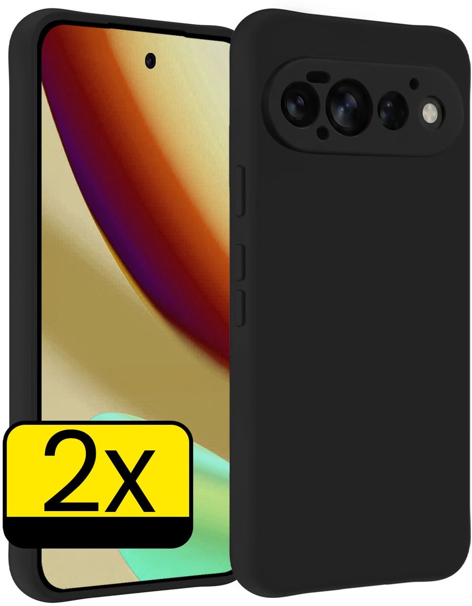 Hoesje - 2 Stuks - Geschikt voor Google Pixel 11 Pro - Sterk & Shockproof - Case Siliconen - Back Cover - Telefoon Hoes - Telefoonhoesjes - Zwart
