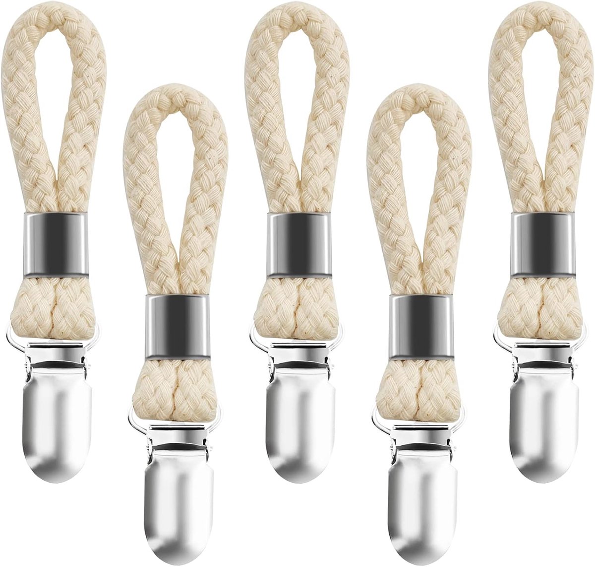 SnelShoppen - Towel Hangers Set van 5 - RVS Towel Clips - Multifunctionele Handdoek Hangers voor Badkamer en Keuken - 11.5 cm, Natuurlijke Khaki Kleur