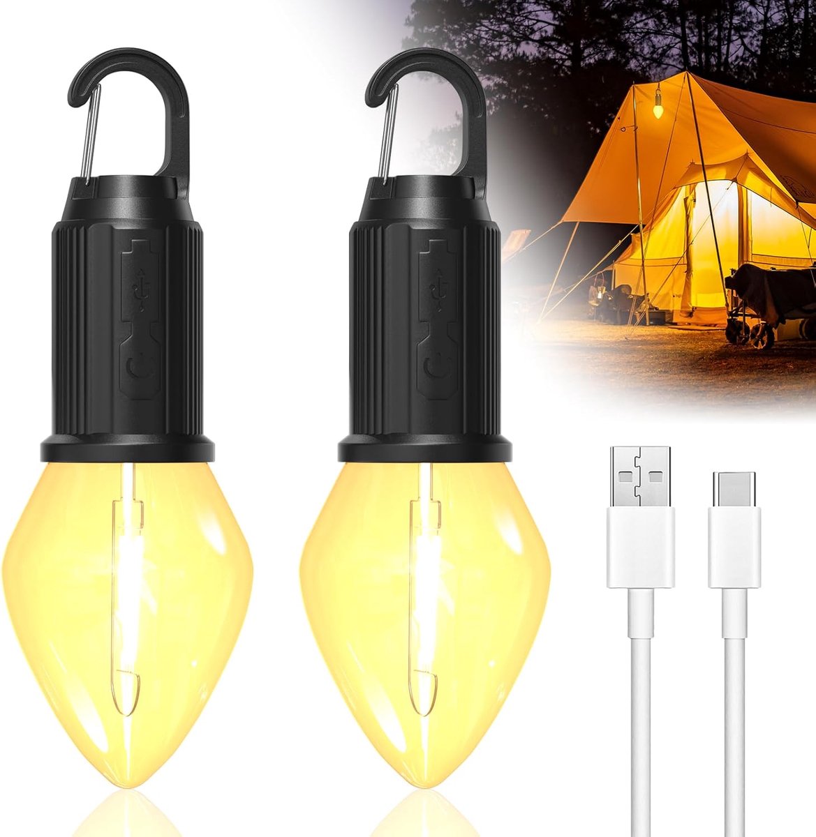 SnelShoppen - Camping Lampen en Lantaarns - Oplaadbare Campinglicht met 3 Verlichtingsmodi - USB Draagbare LED Tentlamp - Ideaal voor Kamperen, Hiken,