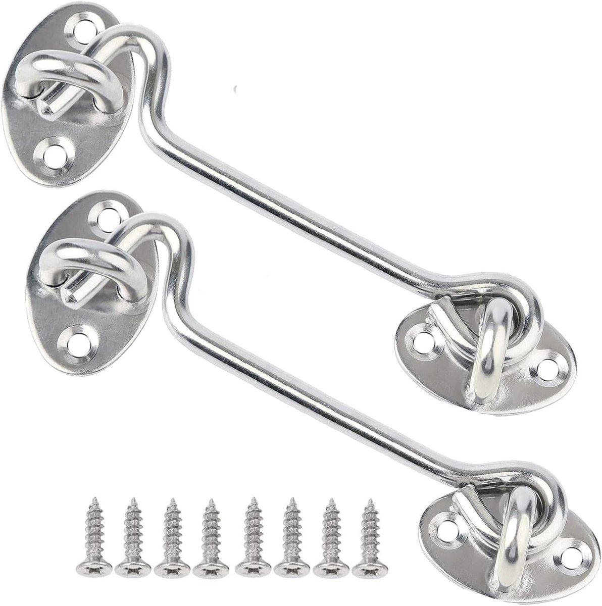 SnelShoppen - 2pcs Cabin Hooks en Oogsluiting Slot voor Kast, Barn Door Haak Lock, Poortdeur Latch en Oogsluiting, Draaihaak voor Schuifdeur Slaapkame