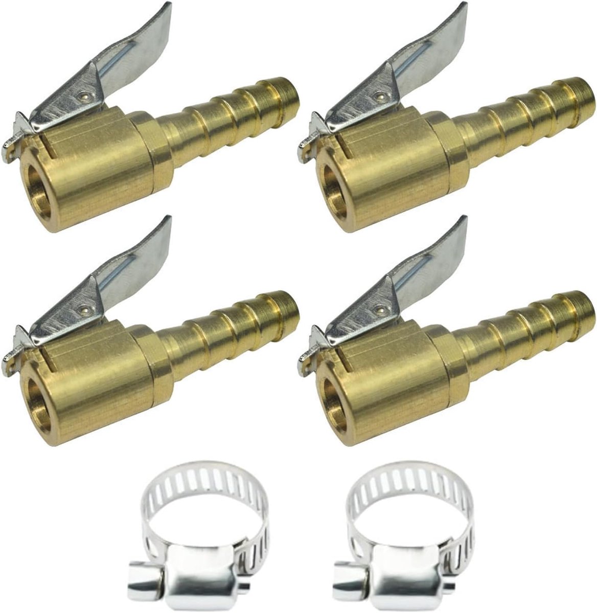 SnelShoppen - 4x Car Valve Lever Plug Air Chuck 8mm Messing 1/4 Inch NPT Ventiel Set voor Auto, Fiets, Motor, Compressor, Lekvrije Bandenspanning
