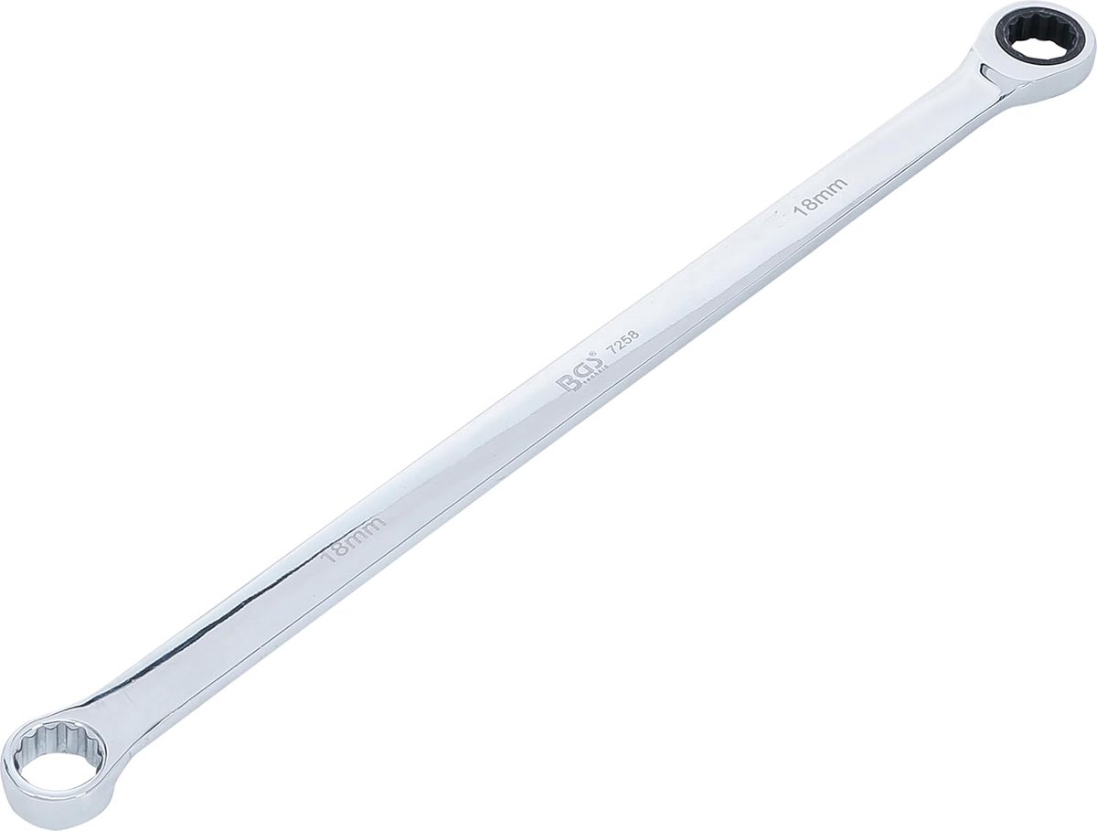 SnelShoppen - Extra Lange Ring en Ring Ratchet Sleutel SW 18 mm | Professionele Gereedschap voor Auto, Motor en Fiets | Hoogwaardig Staal | Handgereed