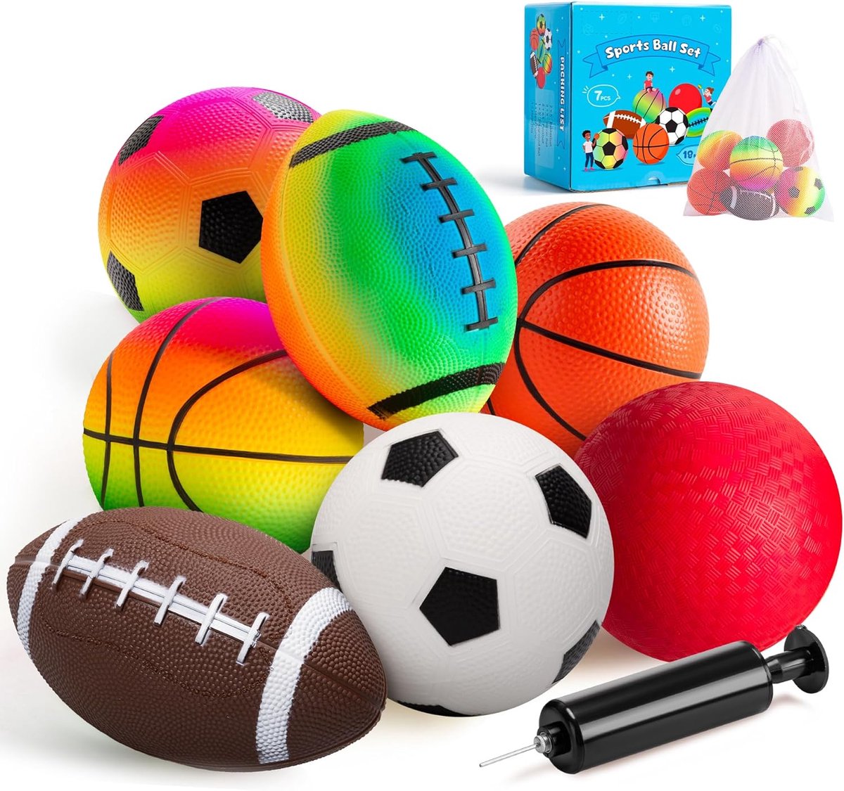 SnelShoppen - Mini Sport Ballen Set voor Peuters | Voetbal, Basketbal en Speeltuin Ballen | Perfecte Geschenken voor Kinderen van 1 Jaar en Ouder, Voo