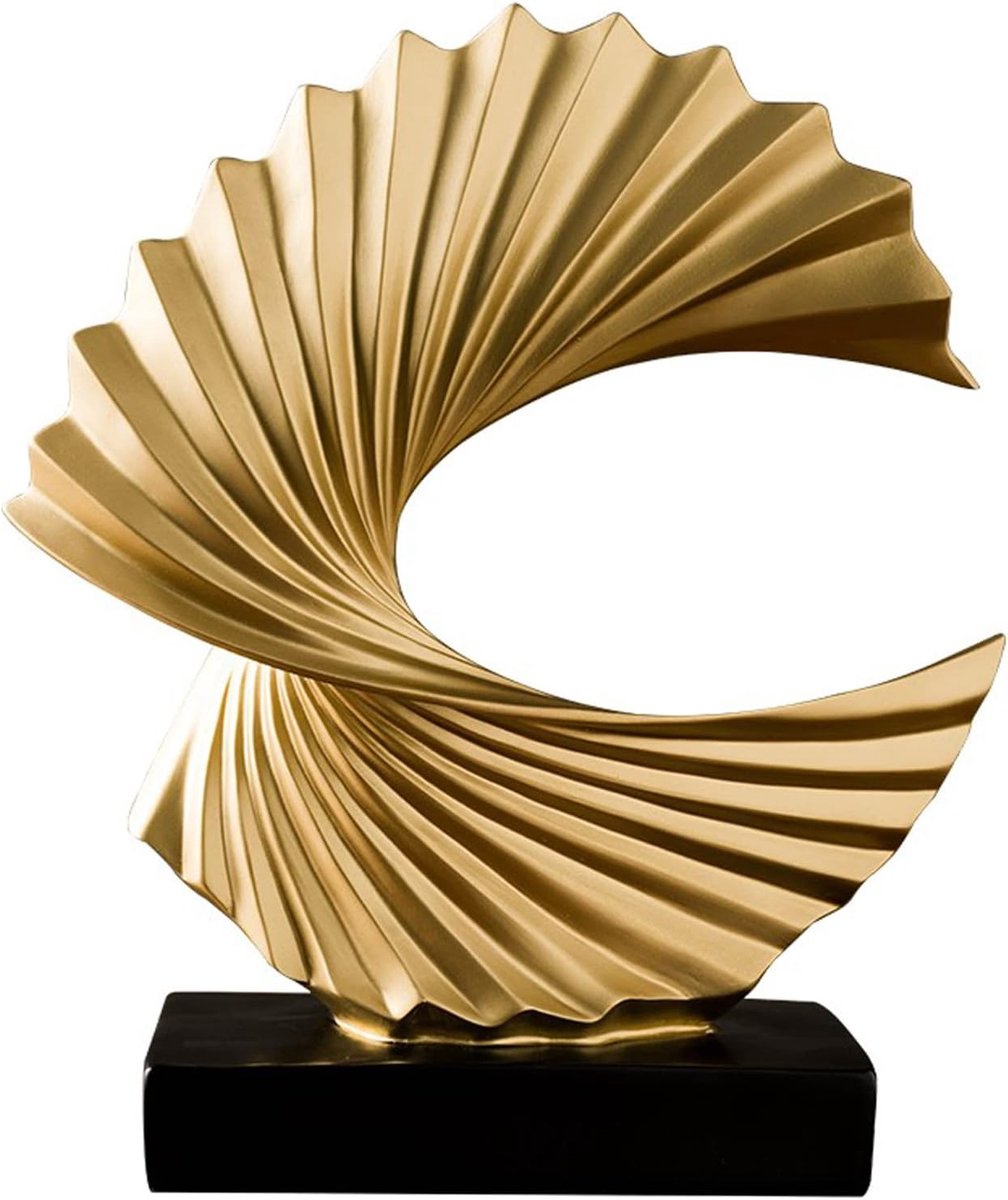 SnelShoppen - Abstracte Sculptuur Ocean Wave Tafeldecoratie - Elegante Resin Kunst met Zwarte Basis - Modern Interieuraccessoire voor Woonkamer, Slaap