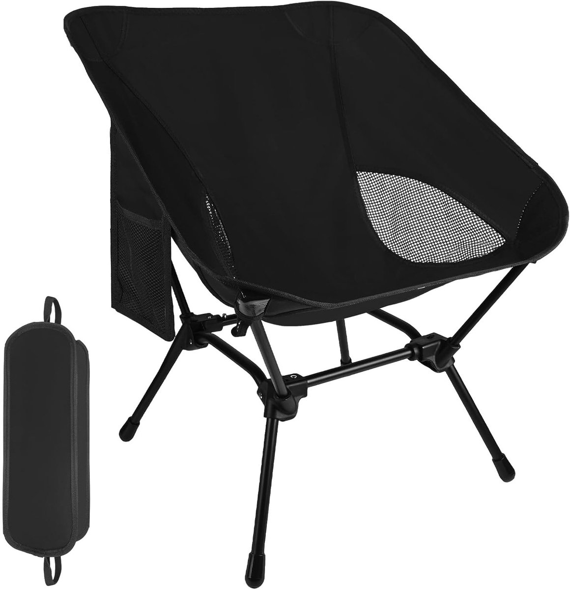 Campingstoel Opvouwbaar - Outdoor Stoel Vouwstoel - Reizen en Kamperen - Ultralicht met Draagtas - Tot 120 kg - Zwart