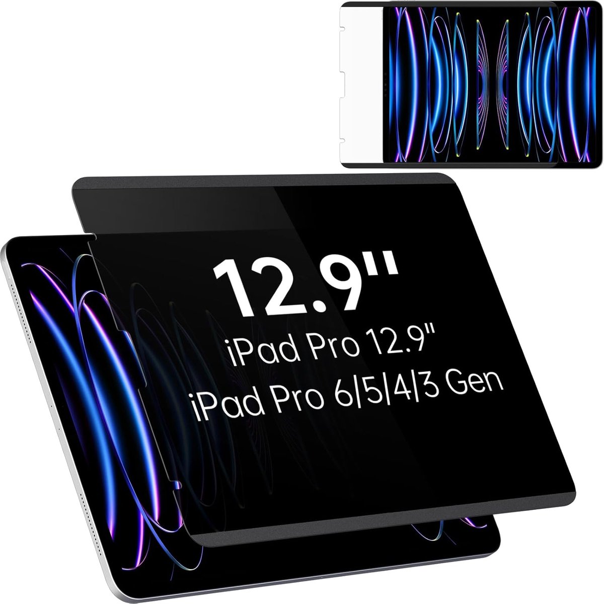 Thijox - Magnetische Displaybescherming voor iPad Pro 12,9 inch - Afneembaar Privacyfilter, Anti-Spy en Anti-Spionage, Beschermfolie voor iPad 6e 5e 4