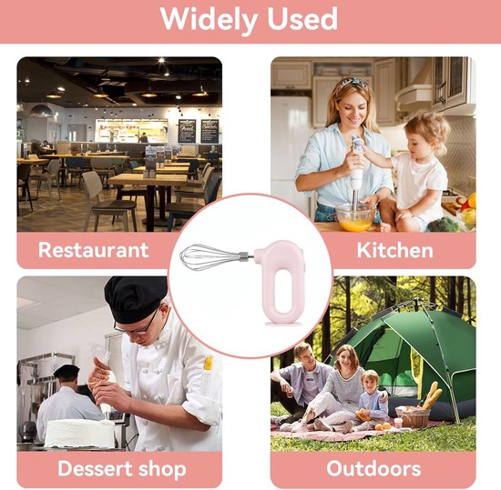 Draadloze Handmixer, Mini Elektrische Handmixer Huishoudelijke USB Oplaadbare Mini Eiklopper Handheld Eiklopper Elektrische Mixer Met 4 Snelheidsmodi(Roze) van Merkloos — afbeelding 4