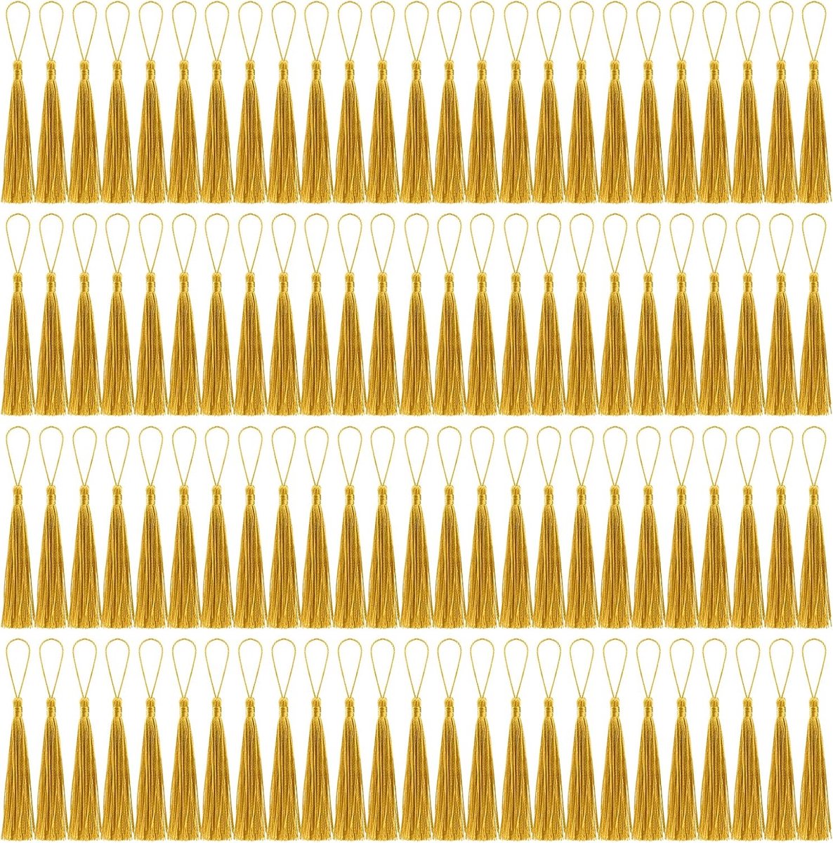 SnelShoppen - 100 Stuks Gouden Boekenleggers met Kwastjes - Zachte Handgemaakte Mini Kwastjes van Polyester voor DIY Creaties en Decoratie - Perfect v