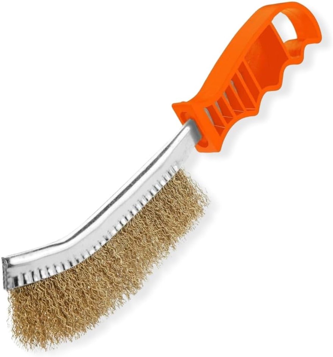SnelShoppen - Multifunctionele Messing Borstel met Kunststof Handvat - 24 cm - Ideaal voor Schoonmaken, Ontroesten en DIY Klussen - Voor Mechanisch Ge