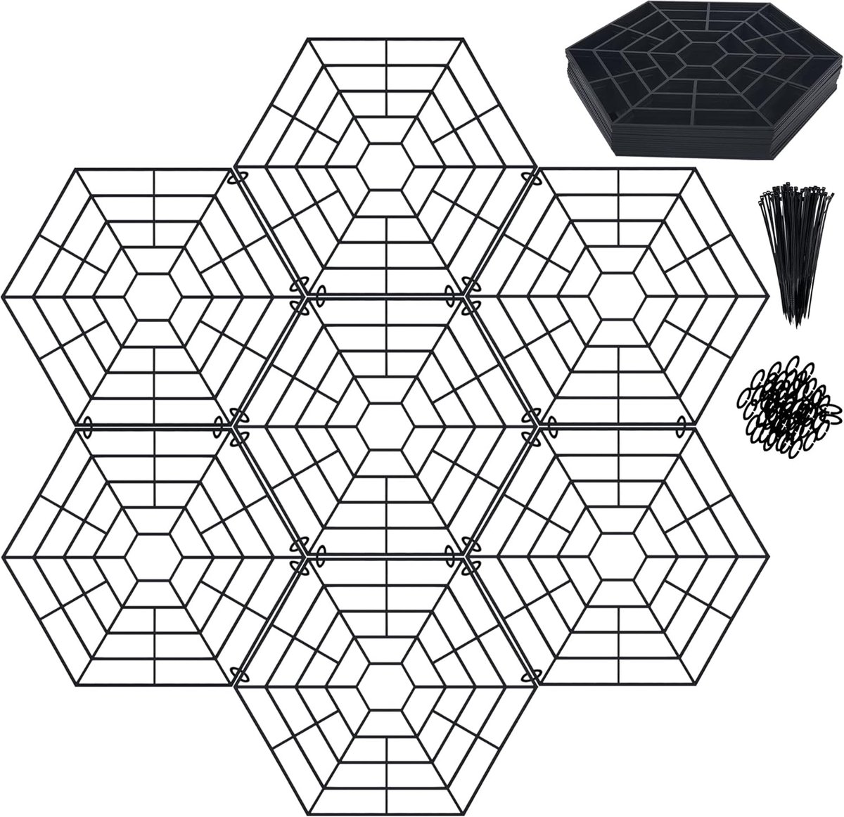 SnelShoppen - Pond Protectors 20pcs - Lichtgewicht Plastic Drijvende Netringen, Beschermende Dekking, Heron en Kat Afschrikmiddel, Zwart