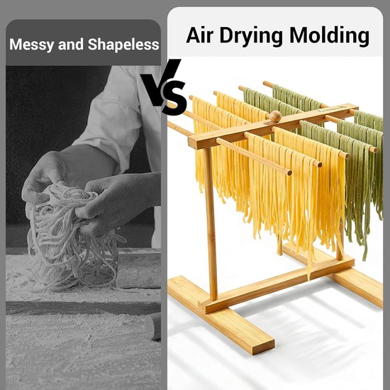 SnelShoppen - 12 Stuks Pasta Droger van Hout, Ruimtebesparende Noodle Stand met Verwijderbare Armen, Hygiënisch en Milieu-vriendelijk, Ideaal voor Thu van Snelshoppen — afbeelding 4
