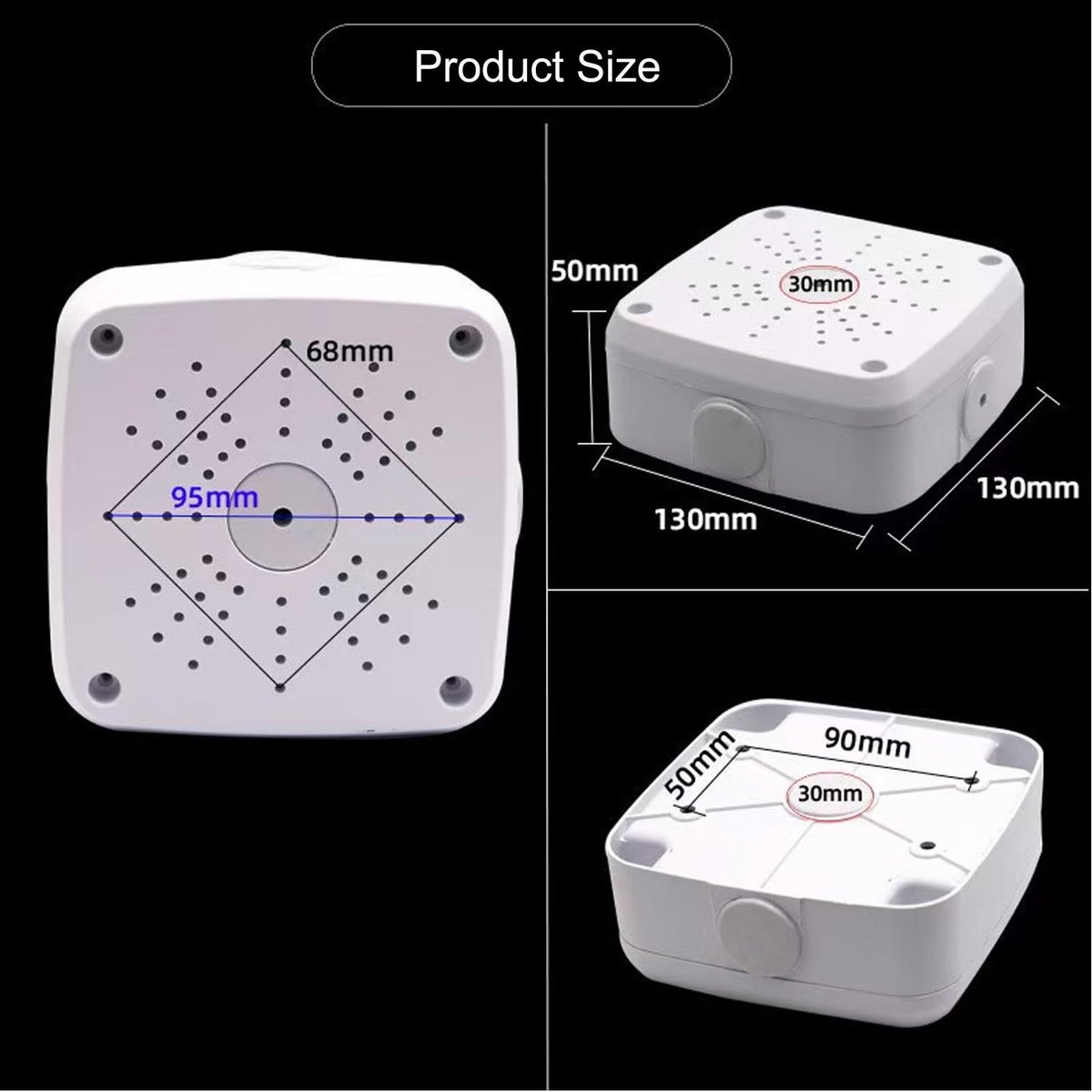 SnelShoppen - Universele Dome Beveiligingscamera Montagebox, Junction Box voor Dome Camera's, Kabel Verbergende Houder, Binnenhuis Dome Camera Deksel,
