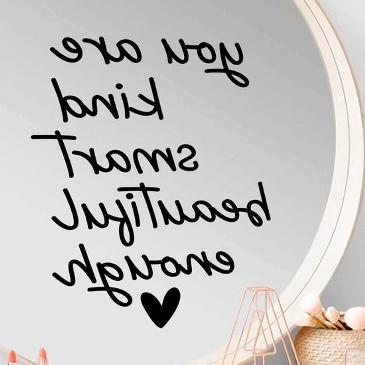 Spiegelstickers met inspirerende citaten voor meisjesbadkamer - Set van 3 - Motiverende en waterdichte zelfklevende decoratiestickers met positieve zinnen