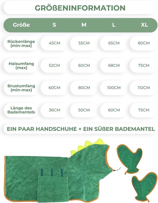 SnelShoppen - Dog Bath Robe Microfiber Sneldrogende Dog Towel, Aanpasbare Absorberende Badcape met Hoed voor Kleine Honden (S, Groen) van Snelshoppen — afbeelding 3