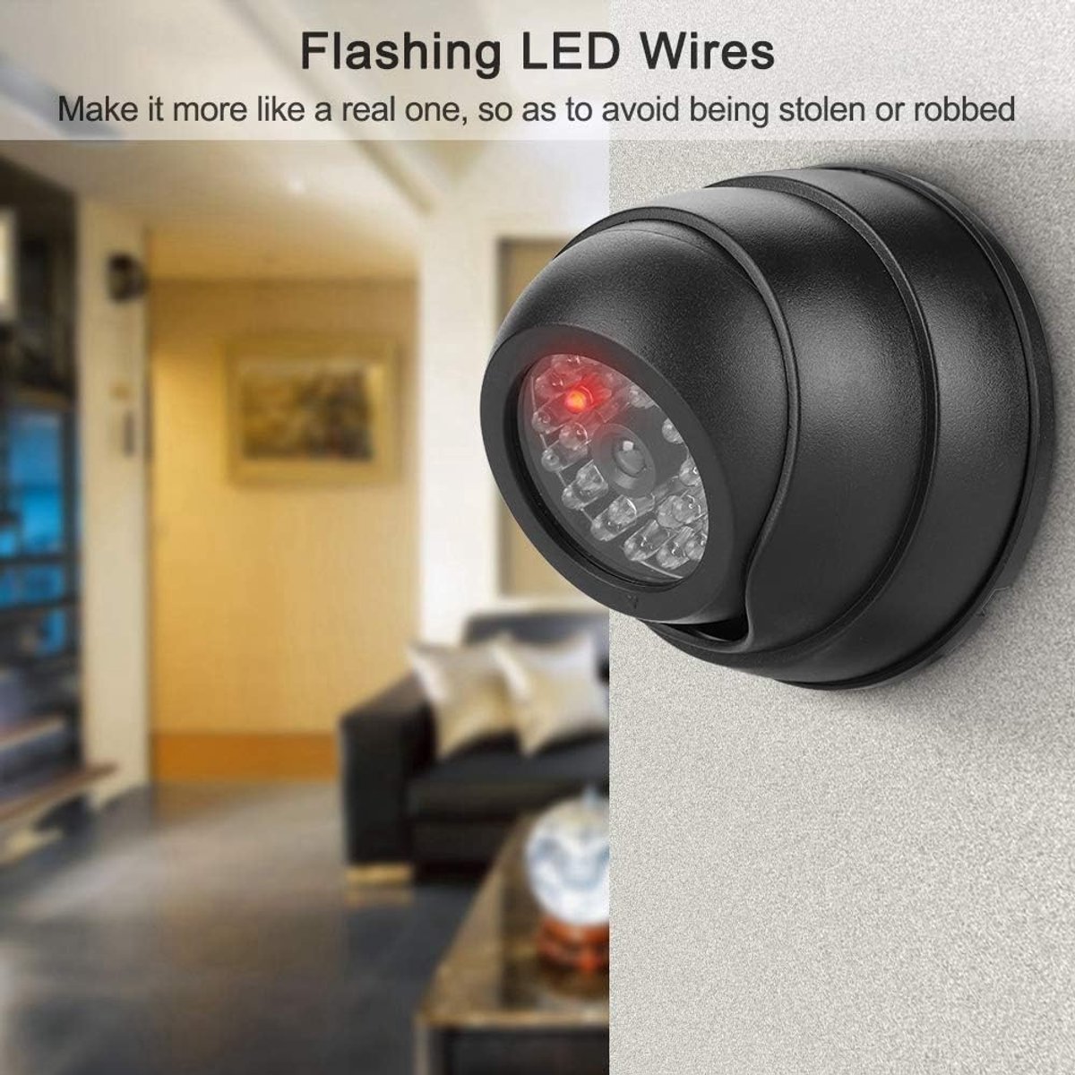 SnelShoppen - Solar Powered Dummy Security Camera, Simulated Surveillance CCTV Dome Camera met 30 IR LEDs, Voor Binnen en Buiten, Vals Beveiligingssys