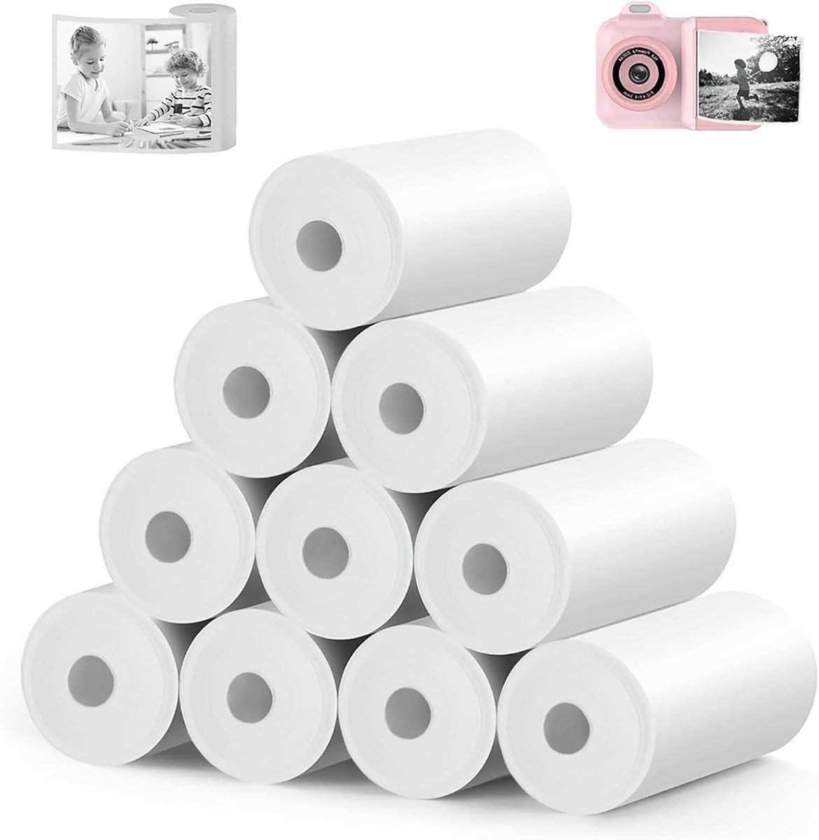 10 Rollen Thermisch Papier voor Kinderen - 57x25 mm, BPA-vrij Foto Papier van Pure Houtpulp voor Mini Thermische Printers, Ideaal voor Schoolprojecten en Creatieve Activiteiten