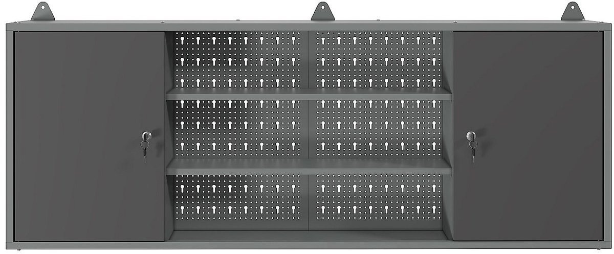 Vente-unique Wandkast voor werkplaats in staal - B160 x D20 x H60 cm - Grijs BRICANO