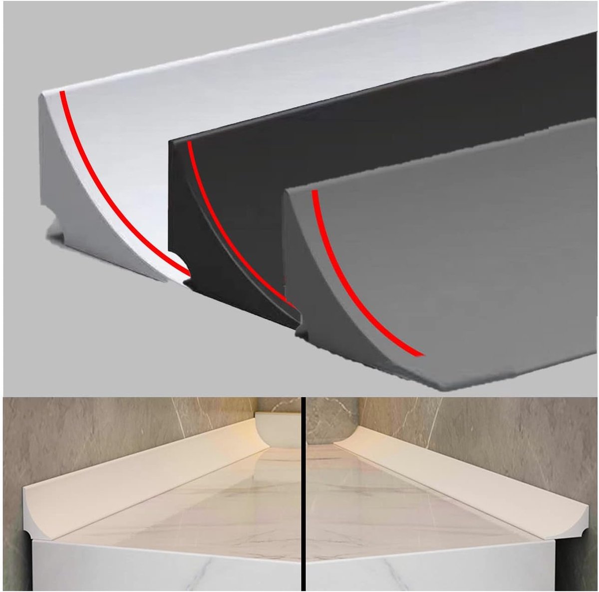 SnelShoppen - Self-Adhesive Shower Strip 100 cm - Silicone Water Stopper - Black - Voor Douche, Badkuip en Keuken - Ideaal voor Waterdicht Afsluiten