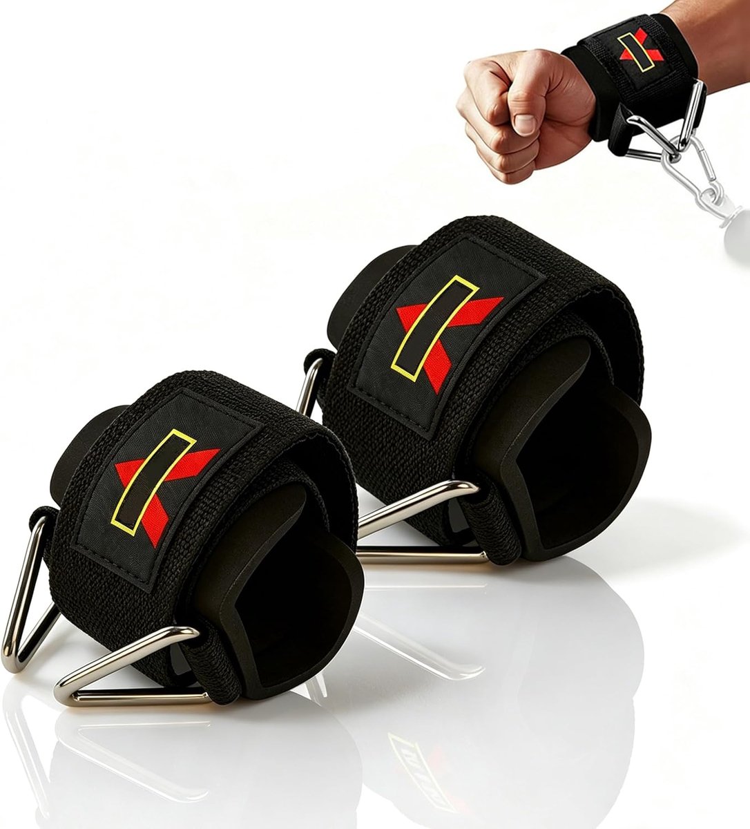 SnelShoppen - Fitness Polsband Kabeltrekkoord met Gevoerde Handlussen - Verstelbare Polslussen voor Touwtrekken, Pull-Ups en Halterliften - Neopreen S