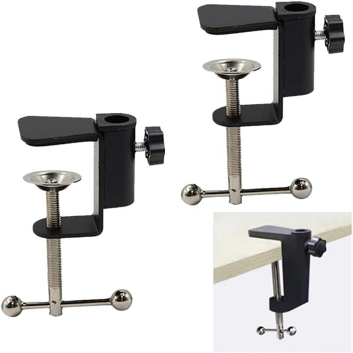 SnelShoppen - 2 Pcs Arm Clamp, C Mount Clamp, Microfoon Tafelhouder, Scissor Arm Stand, Desk Clamp voor Microfoonarm, Stevige Bevestiging, Metaal, Ide