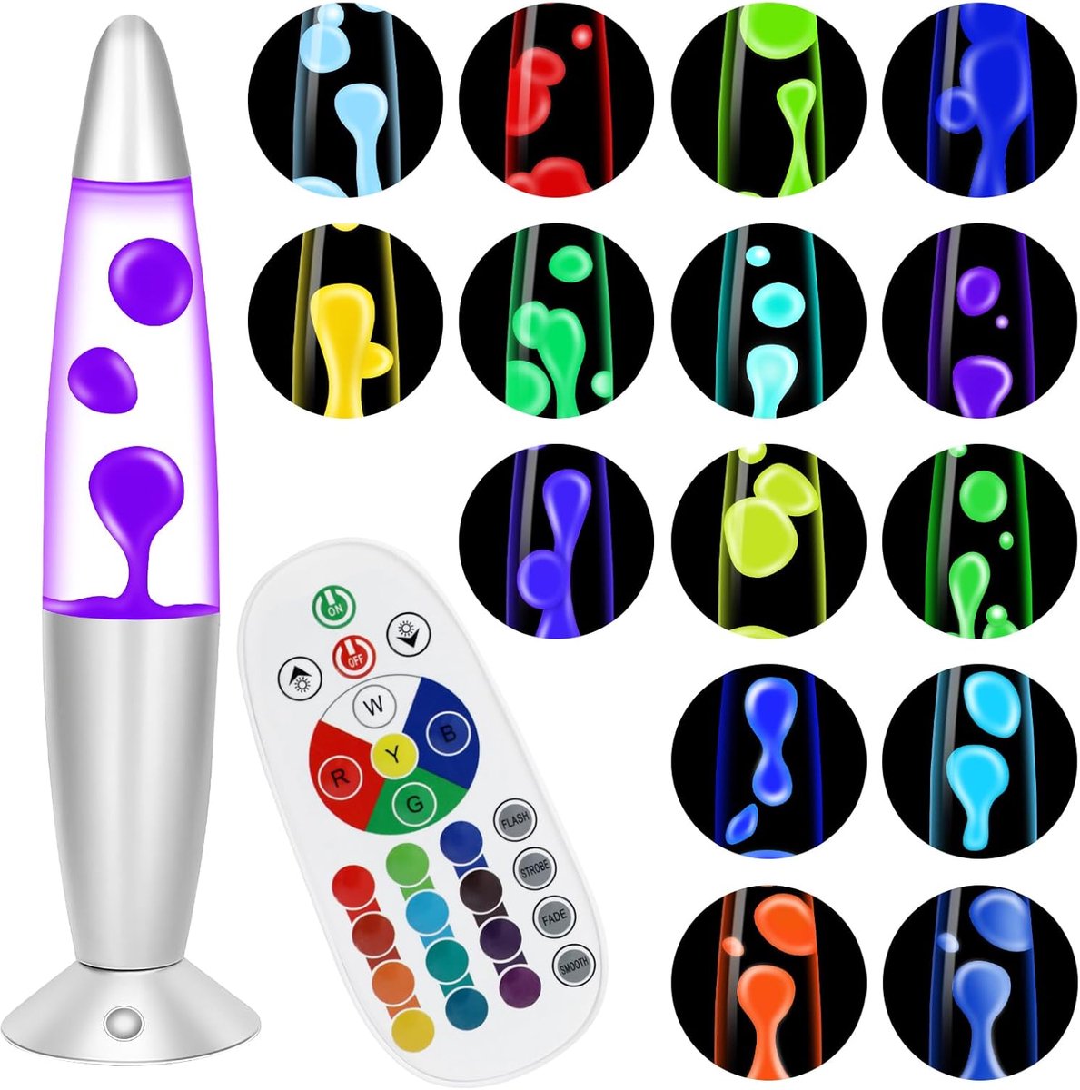 Thijox - Lavalamp 40 cm met 17 Kleuren en Afstandsbediening - Perfect Cadeau voor Valentijnsdag, Verjaardag of Jubileum - Sfeervolle Verlichting voor